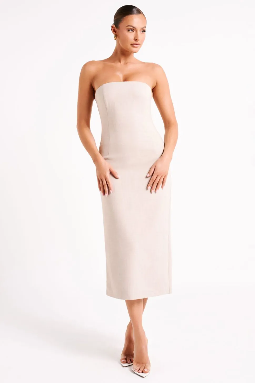sable_0.webp Women MESHKI Midi Dresses<Sable